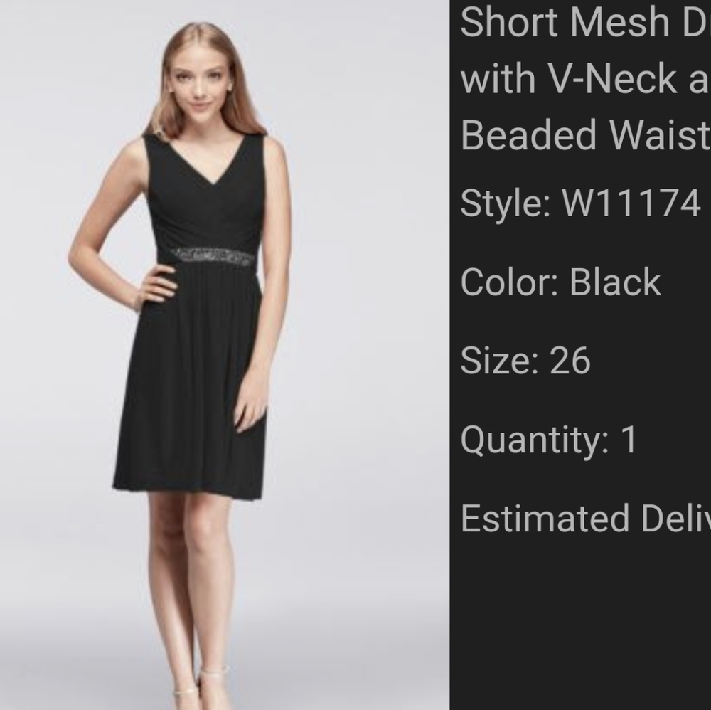 David's Bridal Size 26 Black Dress- prom / bridesmaid